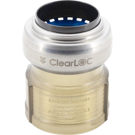 Legend Valve Transparent Push-to-Connect Fittings, 1/2in Push Fit X FNPT Adapter 457-703